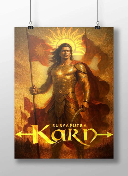 Suryaputra Karn Poster – Epic Indian Mythology Warrior Wall Art | Mahabharat Karn Digital Painting