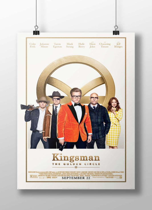 Kingsman: The Golden Circle franchise featuring actors Colin Firth, Julianne Moore, Taron Egerton, Mark Strong, Halle Berry,