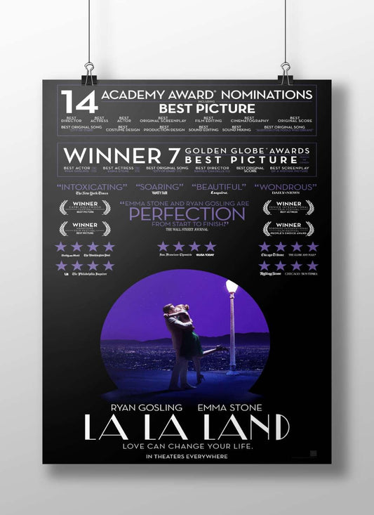 The film "La La Land" starring Ryan Gosling and Emma Stone. Main Subject: The film "La La Land" starring Ryan Gosling and