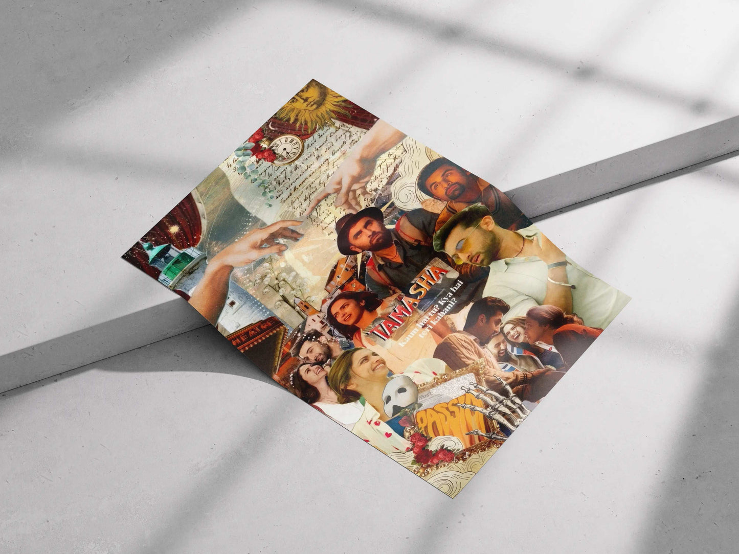 Tamasha Movie Collage Poster – Aesthetic Bollywood Art Print | Imtiaz Ali “Kaun Hai Tu?” Quote Wall Decor