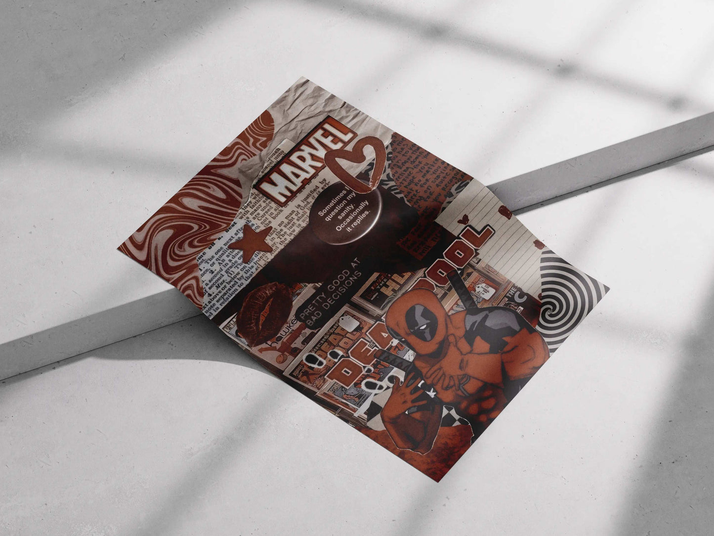 Deadpool Anti-Hero Grunge Collage Art Print - Marvel Comics Merc with a Mouth Fan Poster