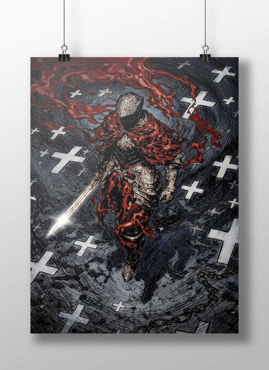 Bloodborne Knight Main Subject: Bloodborne Knight Matte BoizzBoard rigid print — Gaming wall art India | PosterBoizz