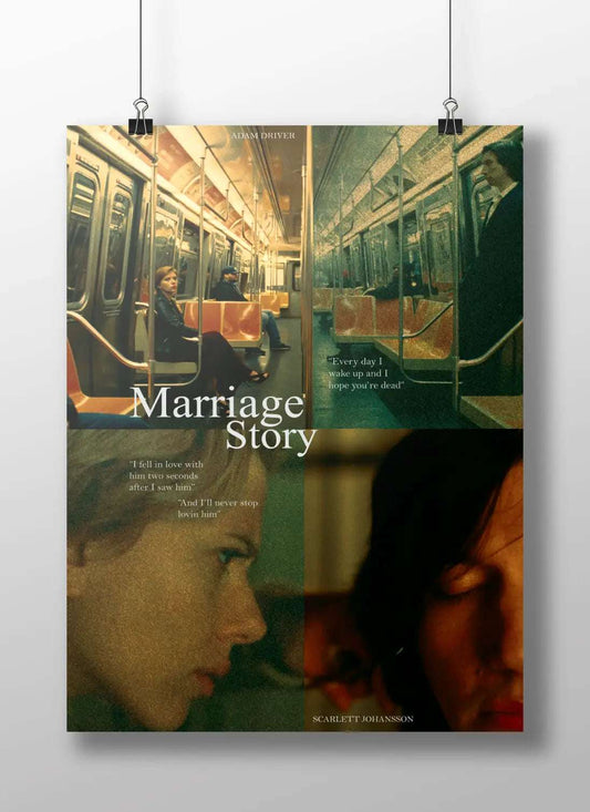 Marriage Story Movie Poster – Scarlett Johansson & Adam Driver Subway Scene Wall Art Print