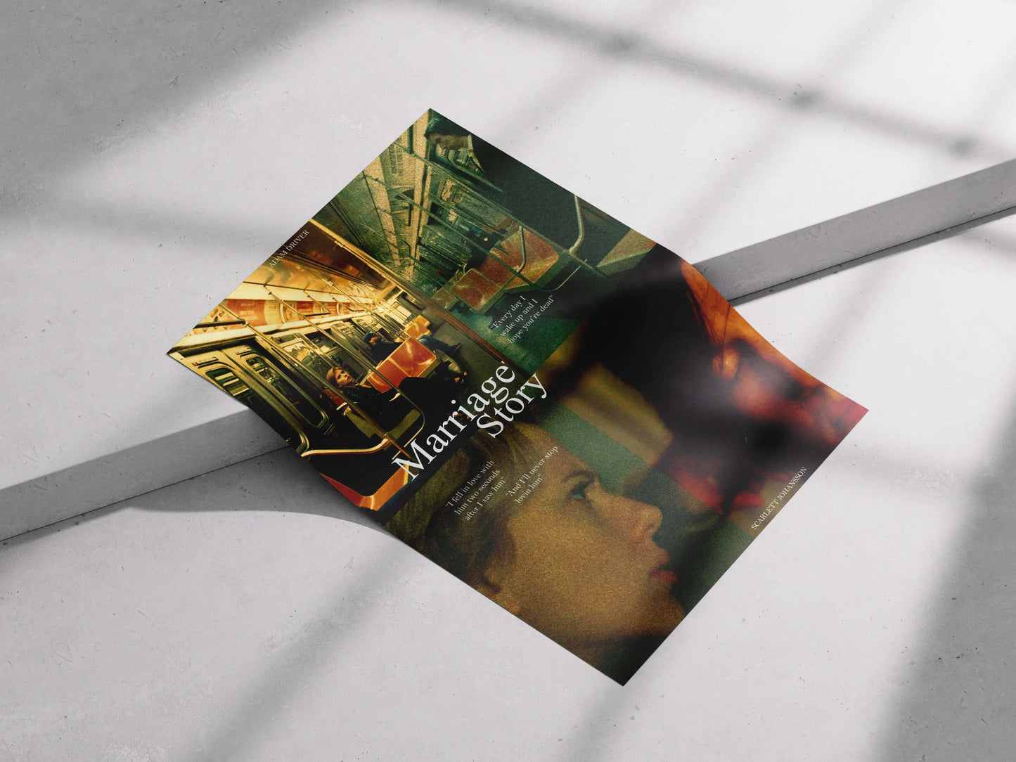 Marriage Story Movie Poster – Scarlett Johansson & Adam Driver Subway Scene Wall Art Print