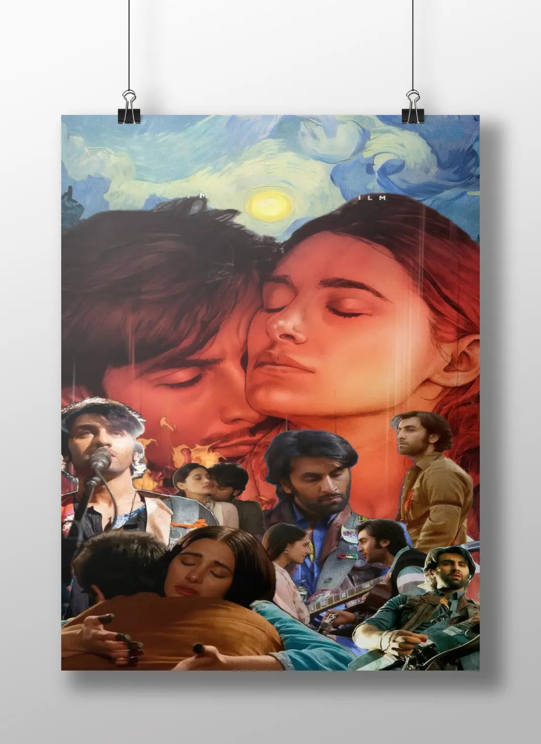 "Rockstar Poster – Ranbir & Nargis Romantic Collage | Bollywood Aesthetic Wall Art"