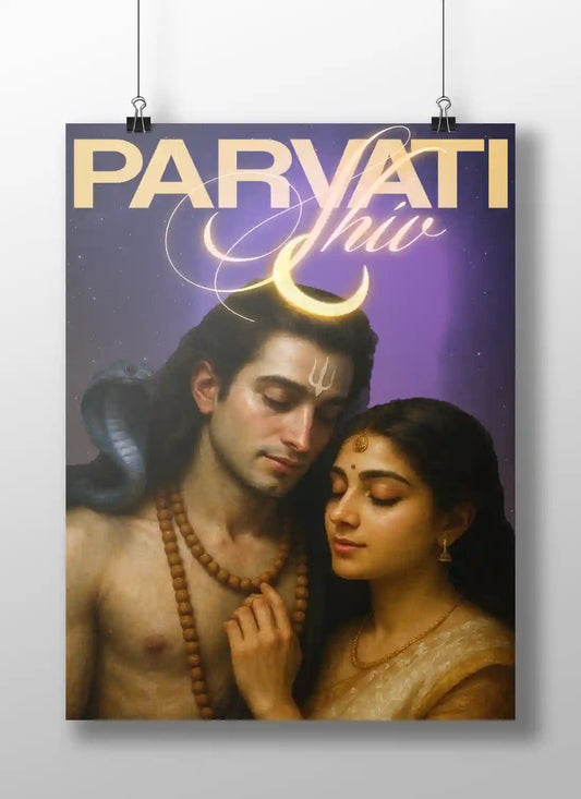 Shiv Parvati Poster – Divine Love Wall Art of Lord Shiva & Goddess Parvati