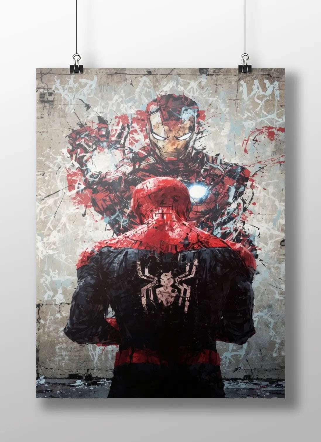 Spider-Man & Iron Man Mentor Legacy MCU Fan Art Poster - Avengers Graffiti Style Print