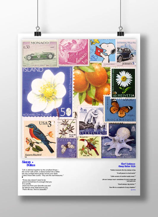 Vintage Stamp Art Print - Life is Stitched Together