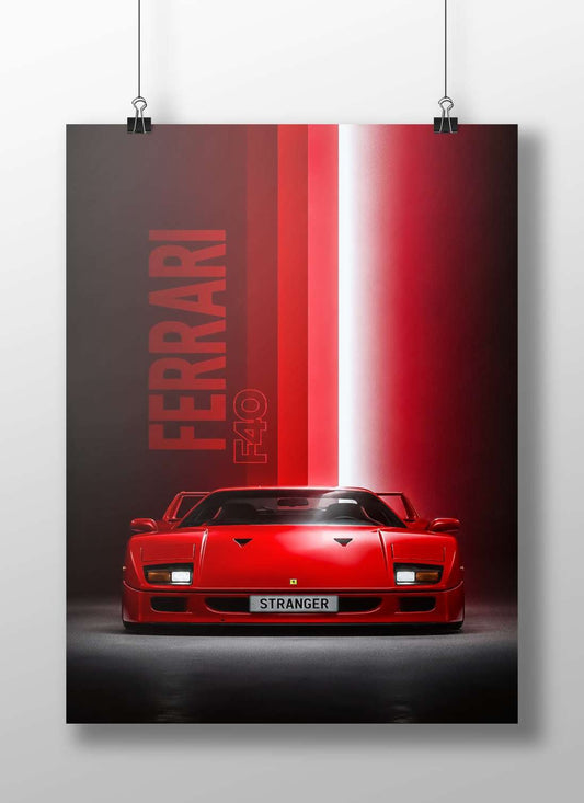 Ferrari F40 Main Subject: Ferrari F40 Matte BoizzBoard rigid print — Cars wall art India | PosterBoizz