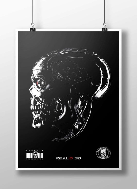 Terminator (specifically T-800 from Terminator Genisys, as confirmed by "TERMINATOR GENISYS" logo and franchise context).