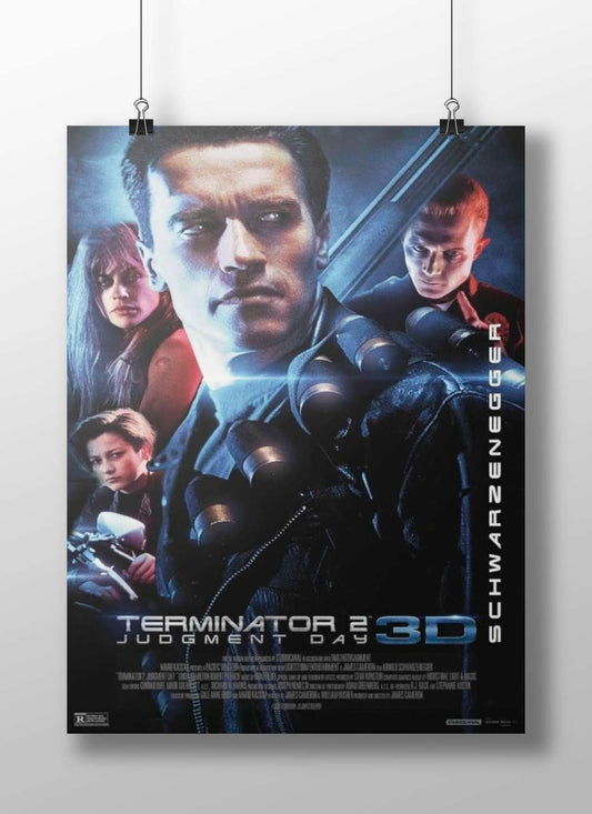 The Terminator franchise, specifically the movie "Terminator 2: Judgment Day". Arnold Schwarzenegger - T-800 Poster