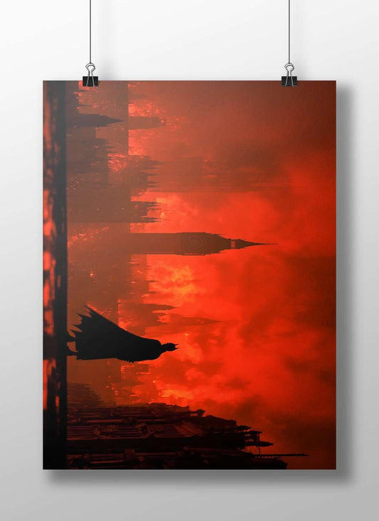Batman (DC Comics franchise) and Big Ben Main Subject: Batman (DC Comics franchise) and Big Ben Matte BoizzBoard rigid print