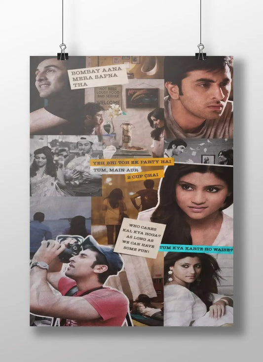 Wake Up Sid Poster – 2 Cup Chai & Bombay Dreams Collage | Ranbir Kapoor & Konkona Sen Sharma Quote Wall Art