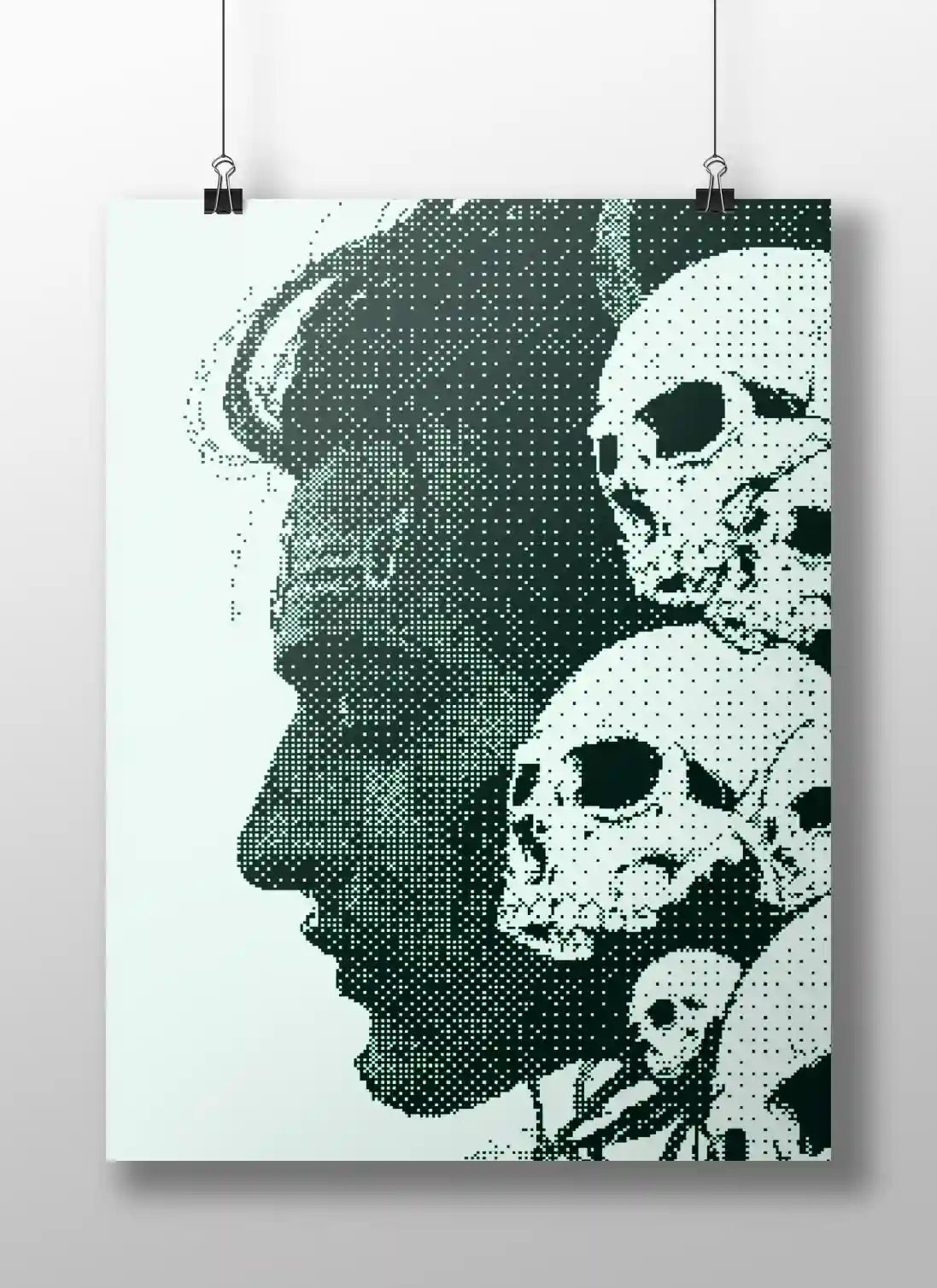 Mahadev Skull Crown Poster – Fierce Shiva Pixel Art | God of Destruction Wall Print