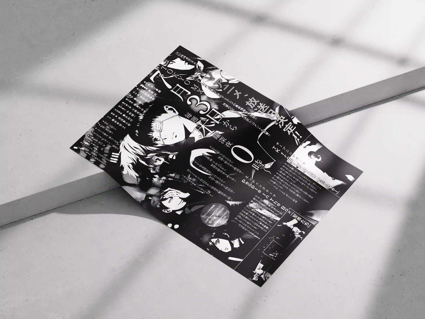 Tokyo Ghoul Anime Release Japanese Promo Poster - Ken Kaneki & Main Characters Black & White Print