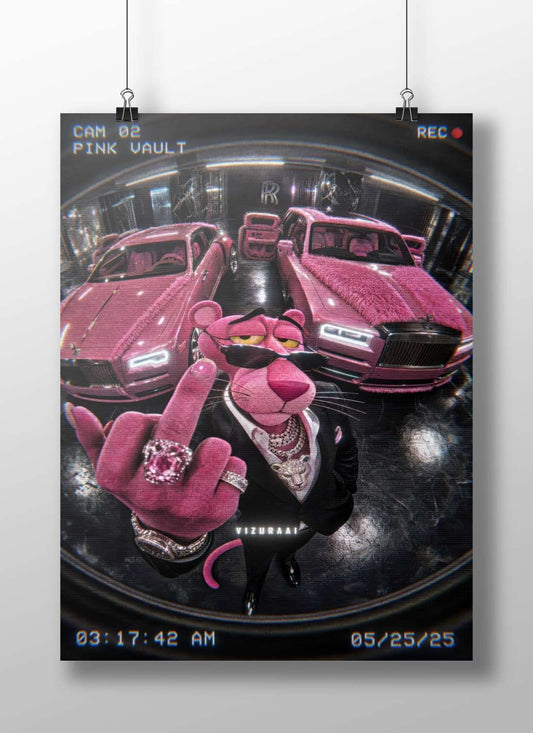 Pink Panther (franchise) and Rolls-Royce vehicles (specifically pink luxury models) Main Subject: Pink Panther (franchise)