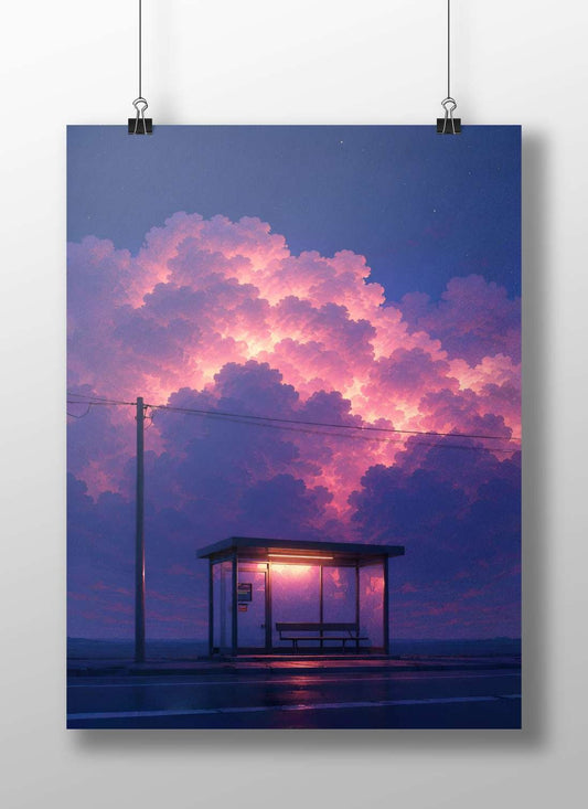 Bus stop shelter Main Subject: Bus stop shelter Matte BoizzBoard rigid print — Art wall art India | PosterBoizz