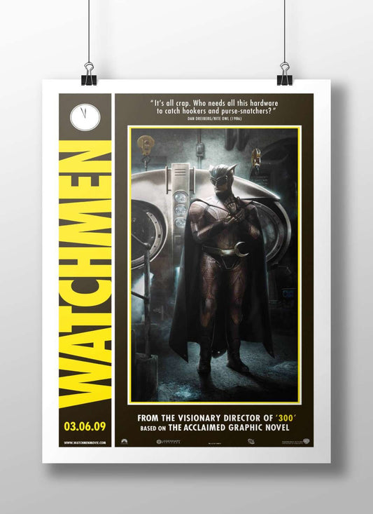 Nite Owl (Dan Dreiberg) from the Watchmen franchise. Nite Owl - Dan Dreiberg Noir Poster