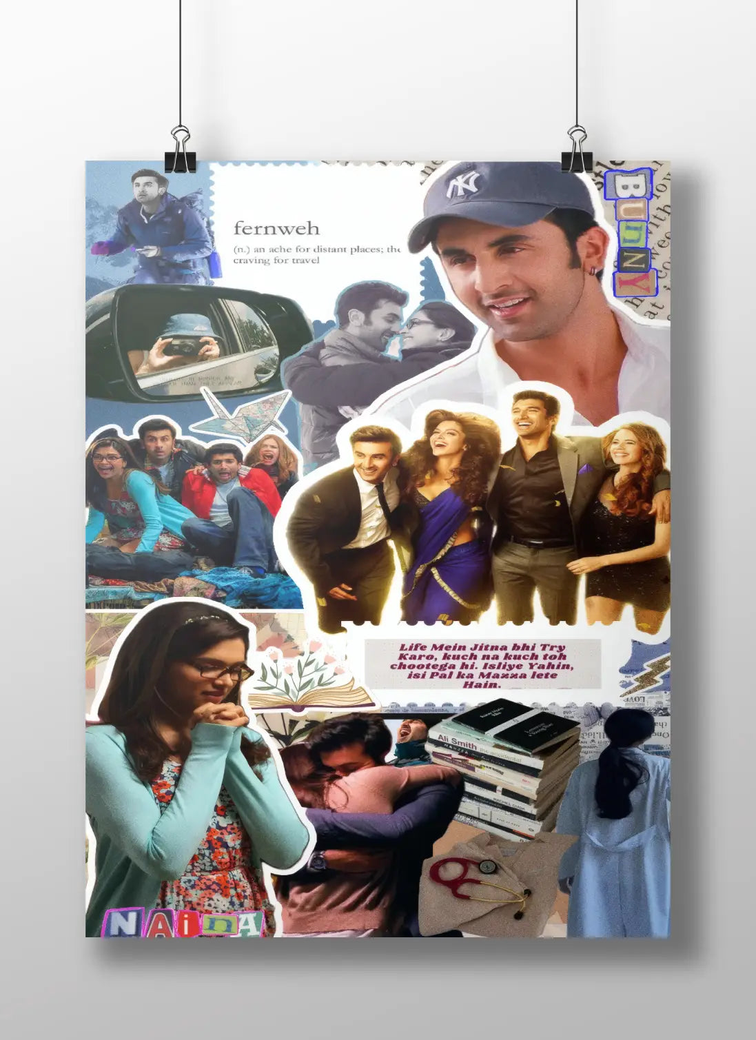 "YJHD Poster – Yeh Jawaani Hai Deewani Bollywood Aesthetic Collage | Travel, Friendship & Love Moodboard"