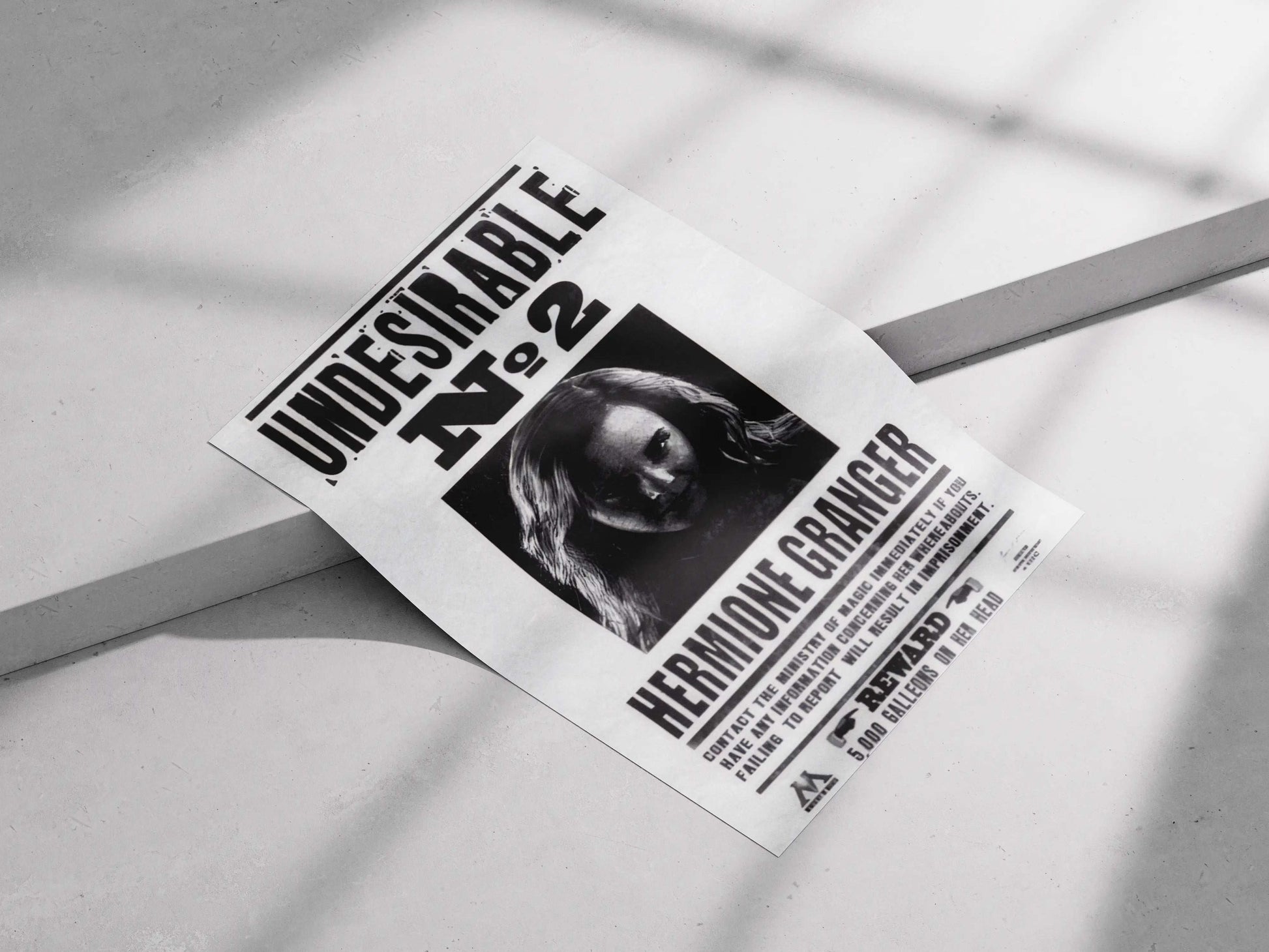 Hermione Granger "Undesirable No. 2" Harry Potter Wanted Poster - Ministry of Magic Propaganda Art Print