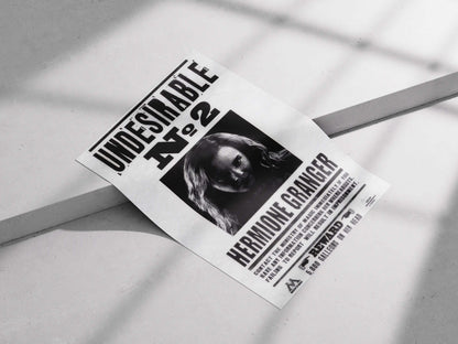 Hermione Granger "Undesirable No. 2" Harry Potter Wanted Poster - Ministry of Magic Propaganda Art Print
