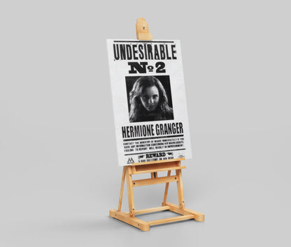 Hermione Granger "Undesirable No. 2" Harry Potter Wanted Poster - Ministry of Magic Propaganda Art Print