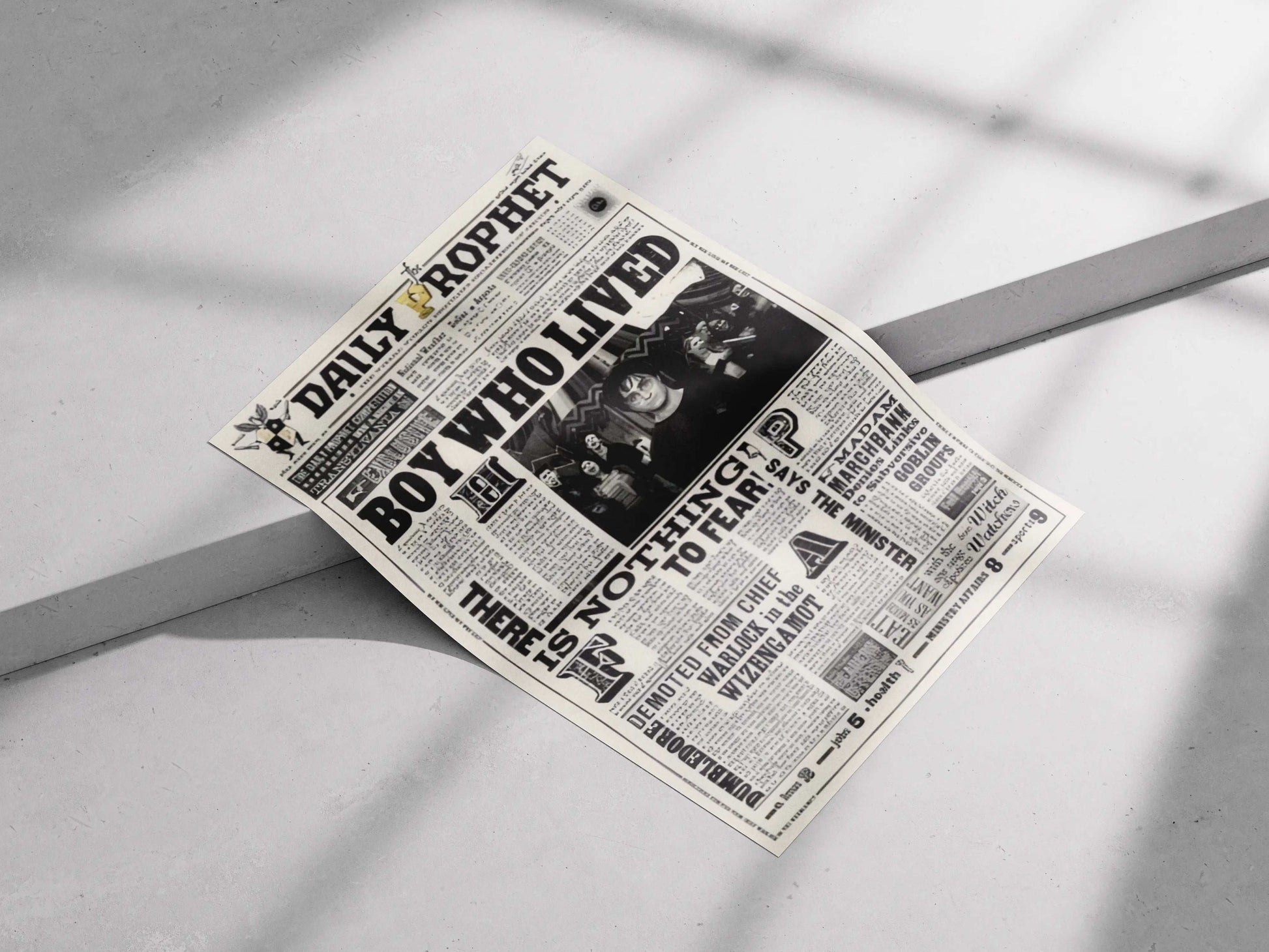 The Daily Prophet "Boy Who Lived" Newspaper Print - Harry Potter Wizarding World Poster