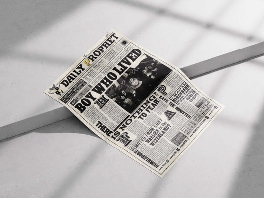 The Daily Prophet "Boy Who Lived" Newspaper Print - Harry Potter Wizarding World Poster