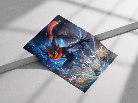 Ash-Greninja "Bond of Trust" Anime Poster – Pokémon Evolution Wall Art for Fans