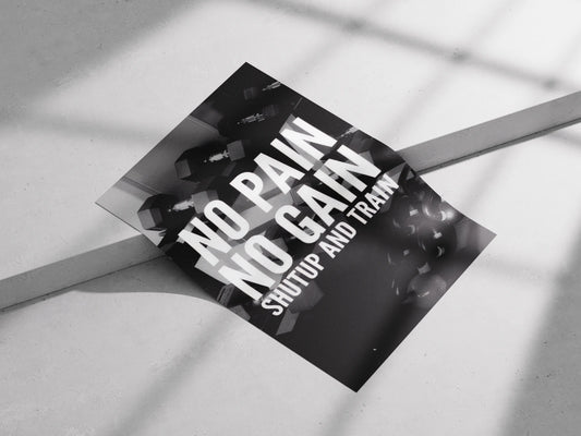 No Pain No Gain Gym Poster | Bold Motivational Workout Wall Art