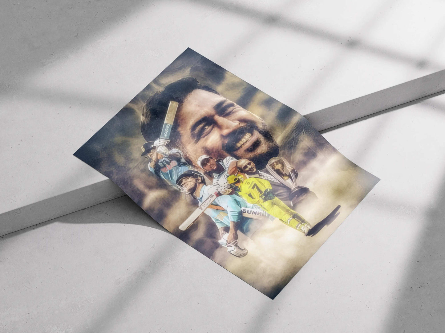 MS Dhoni Legacy Poster – Captain Cool Cricket Collage Wall Art Tribute
