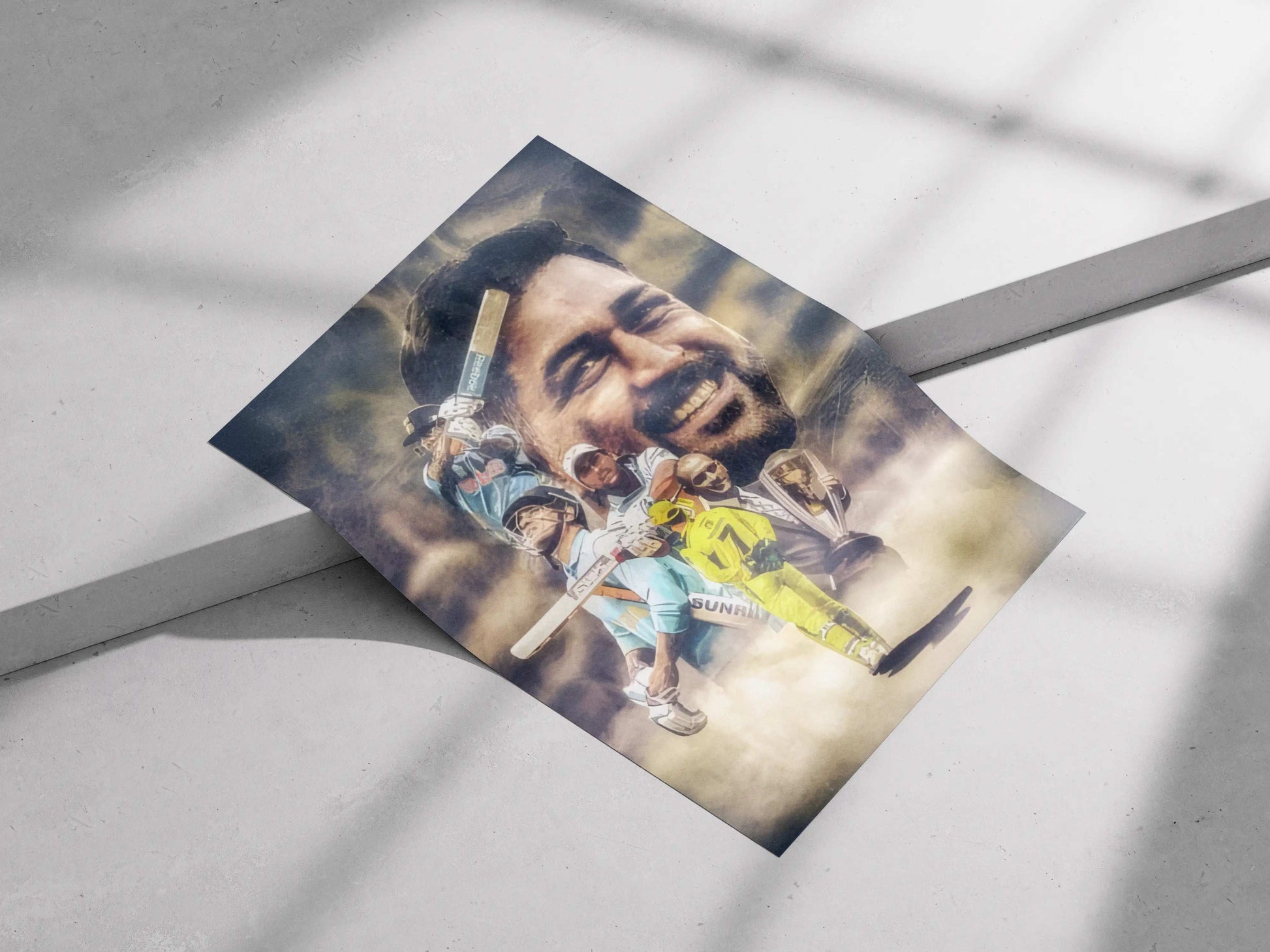 MS Dhoni Legacy Poster – Captain Cool Cricket Collage Wall Art Tribute