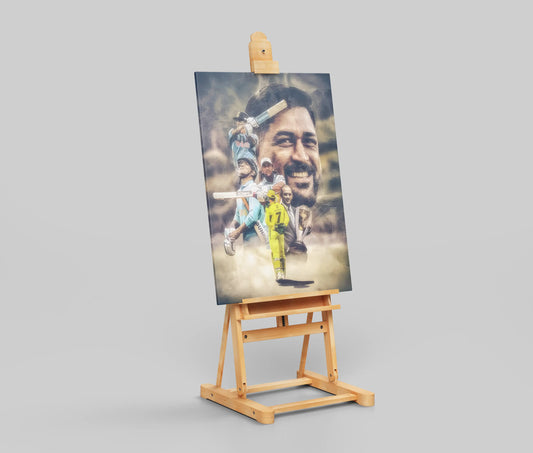 MS Dhoni Legacy Poster – Captain Cool Cricket Collage Wall Art Tribute