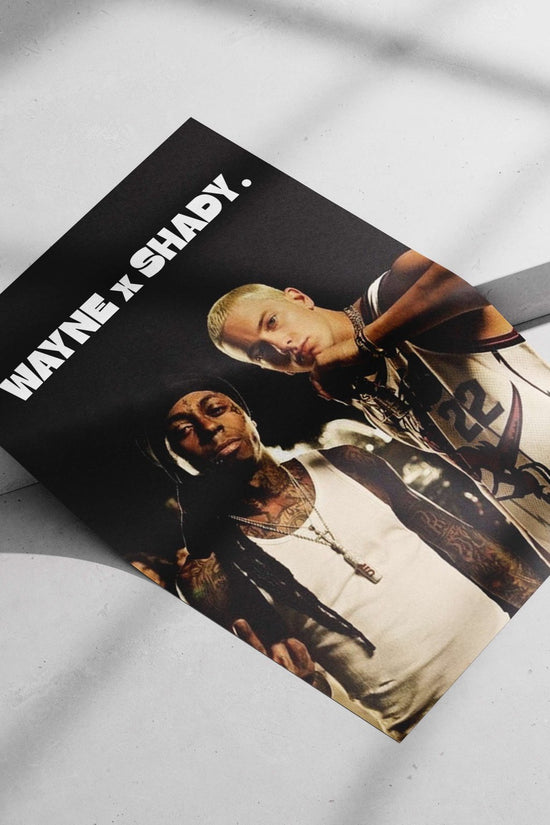 Lloyd Banks (Wayne) and Eminem (Shady) Main Subject: Lloyd Banks (Wayne) and Eminem (Shady) Matte poster print — Desi Hip