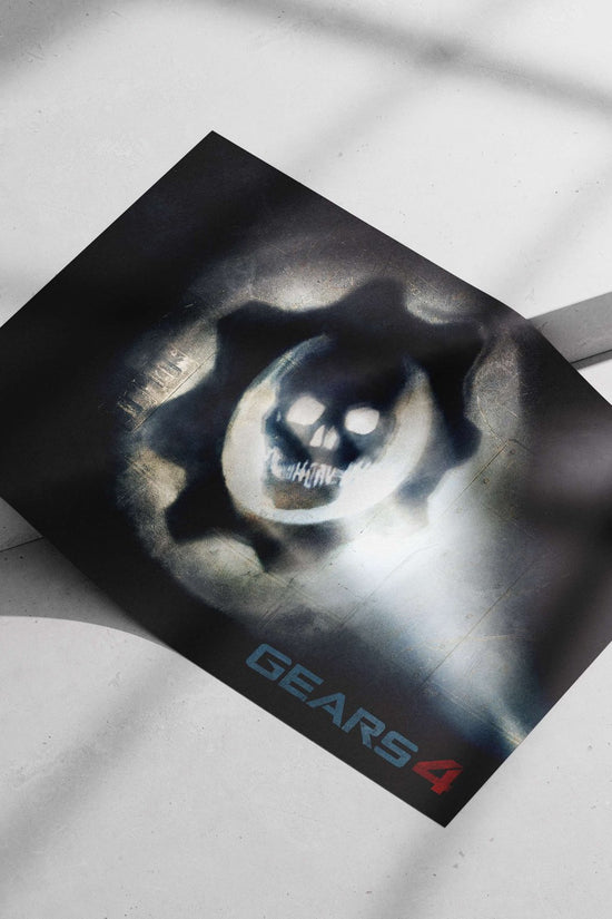Gears of War 4 logo (gear with skull emblem) Main Subject: Gears of War 4 logo (gear with skull emblem) Matte poster print —