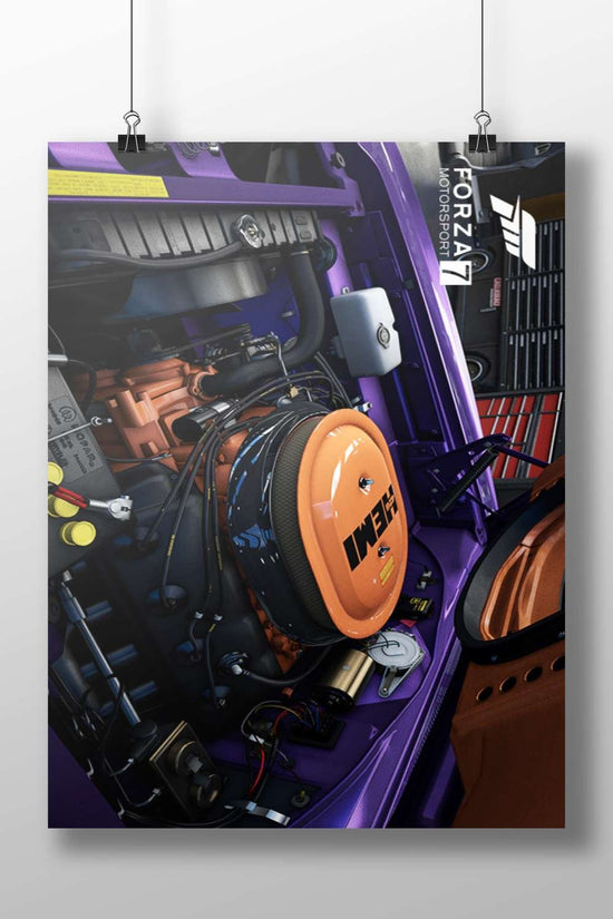 Forza Motorsport 7 vehicle engine bay Main Subject: Forza Motorsport 7 vehicle engine bay Matte BoizzBoard rigid print —