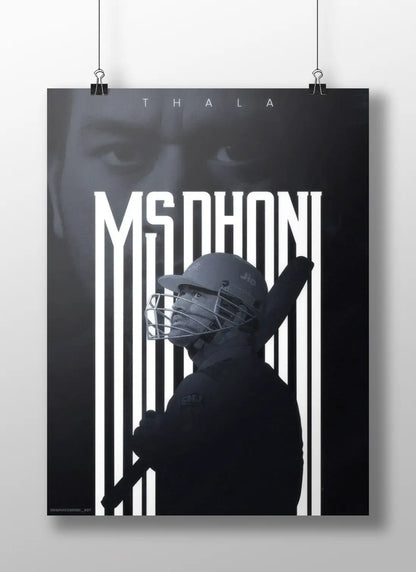 MS Dhoni “THALA” Poster – Minimalist Cricket Wall Art Tribute (CSK Captain Cool)