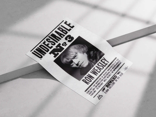 Ron Weasley "Undesirable No. 3" Harry Potter Wanted Poster - Ministry of Magic Propaganda Art Print