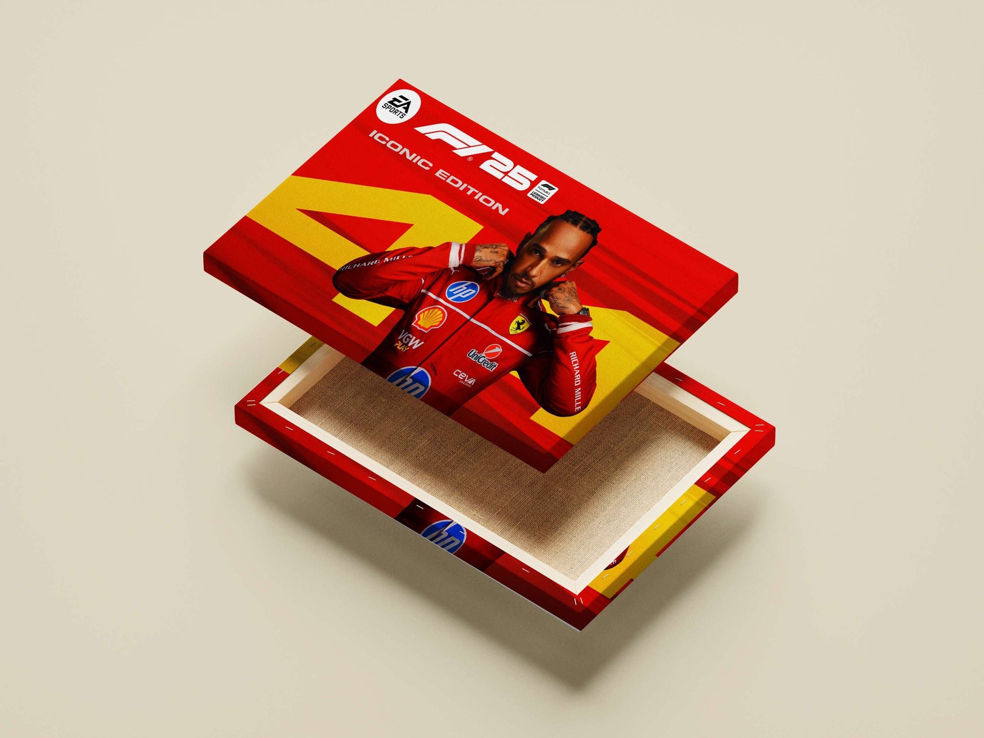 Lewis Hamilton, Ferrari Formula 1 driver, in the "Iconic Edition" branding. Main Subject: Lewis Hamilton, Ferrari Formula 1