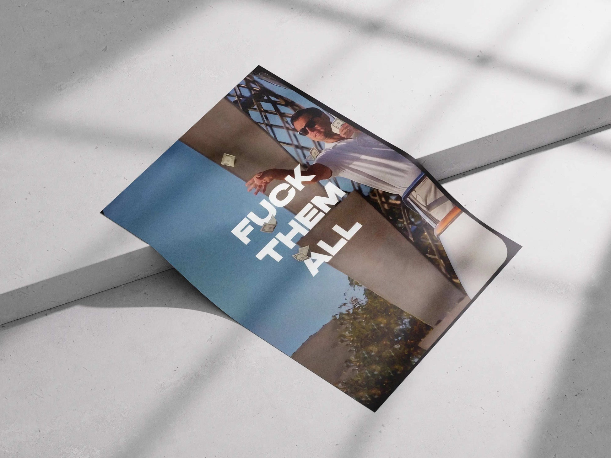 "Fuck Them All" Wolf of Wall Street Money Toss Movie Poster - Leonardo DiCaprio Financial Success Print