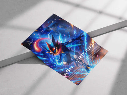 Ash-Greninja "Bond of Trust" Anime Poster – Pokémon Evolution Wall Art for Fans