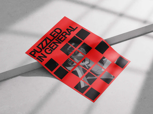 "Puzzled In General" Abstract Pixel Art Poster - Psychological Confusion & Fragmented Identity Print