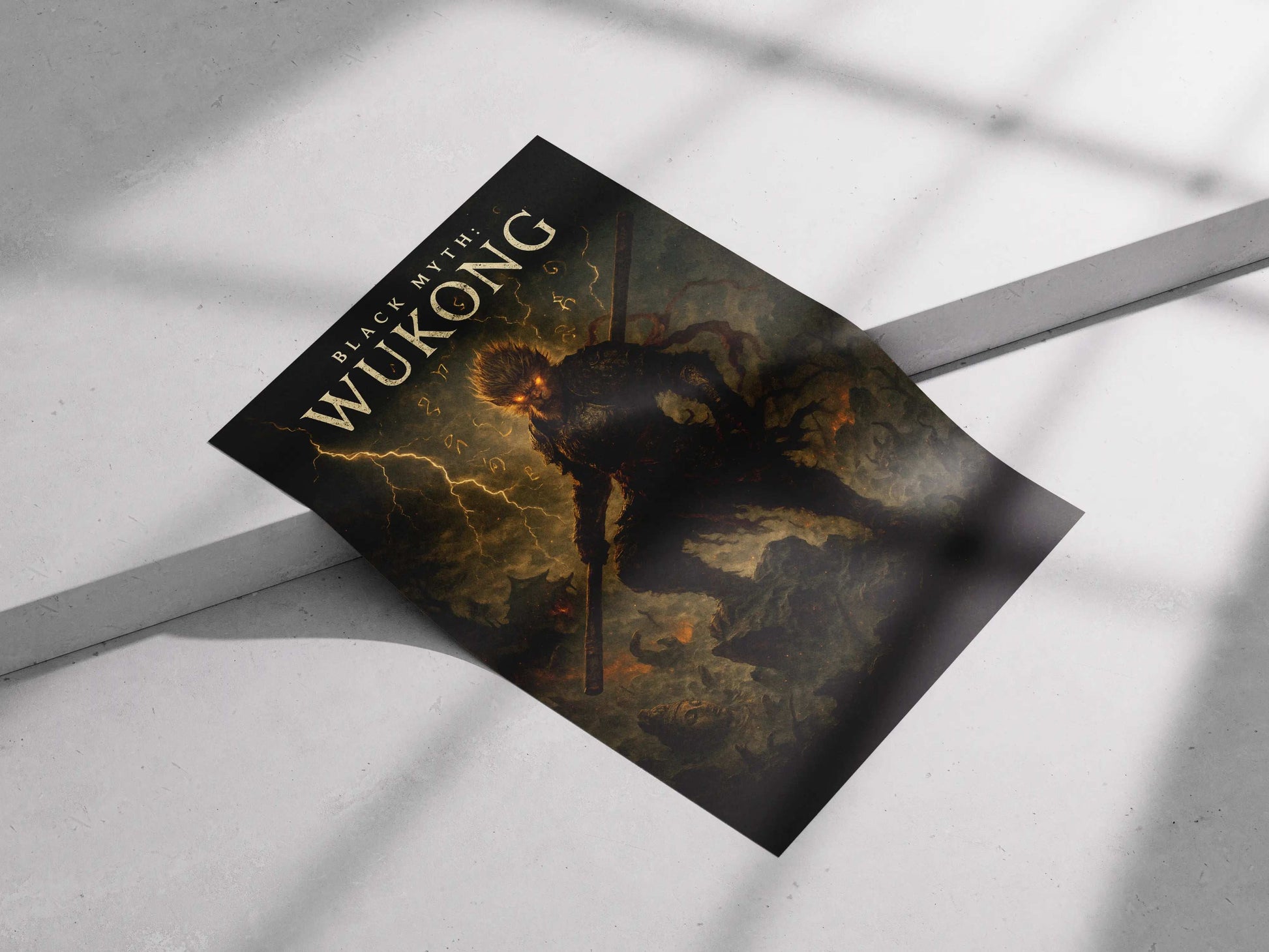 Black Myth: Wukong Poster – Dark Fantasy Warrior Wall Art | Monkey King Gaming Poster