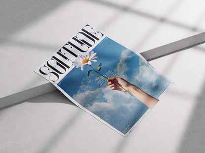 Solitude Poster – Dreamy Aesthetic Wall Art | Minimal Sky & Flower Print for Calm Spaces