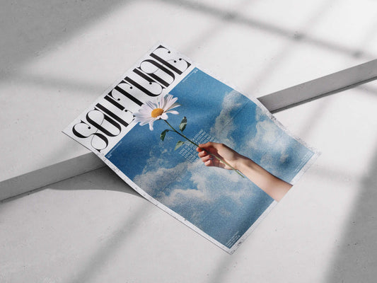 Solitude Poster – Dreamy Aesthetic Wall Art | Minimal Sky & Flower Print for Calm Spaces