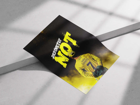 MS Dhoni “Definitely Not” Poster – CSK Captain Cool Retirement Quote Wall Art