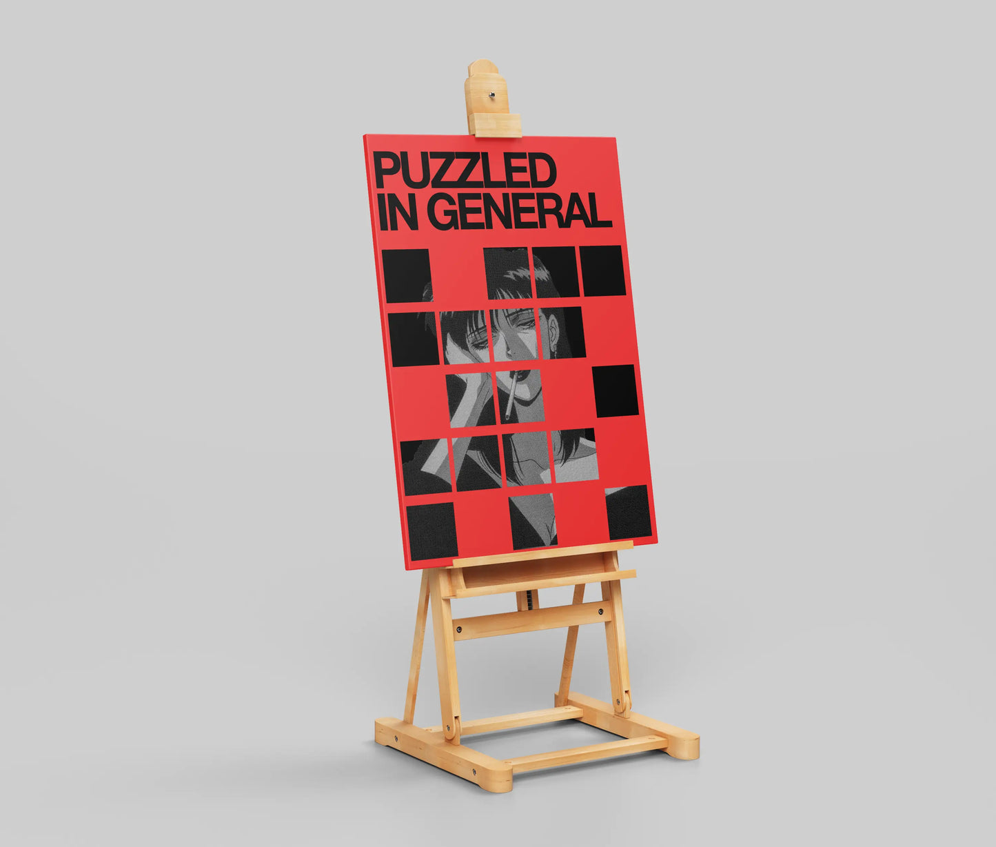 "Puzzled In General" Abstract Pixel Art Poster - Psychological Confusion & Fragmented Identity Print