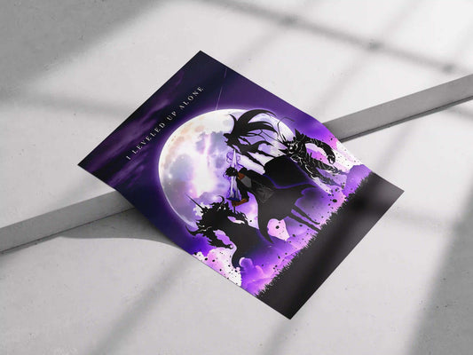 Solo Leveling Sung Jinwoo & Shadows Full Moon Poster - "I Leveled Up Alone" Anime Manhwa Art Print