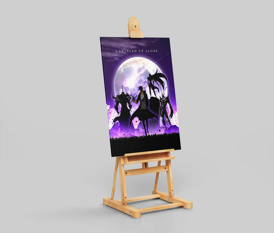 Solo Leveling Sung Jinwoo & Shadows Full Moon Poster - "I Leveled Up Alone" Anime Manhwa Art Print