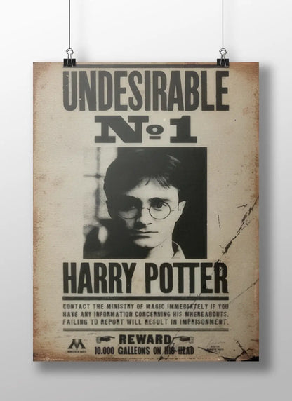 Harry Potter "Undesirable No. 1" Wanted Poster - Ministry of Magic Wizarding World Propaganda Print